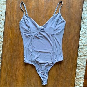 missguided grey silk thong bodysuit (us 4) 💿💿💿